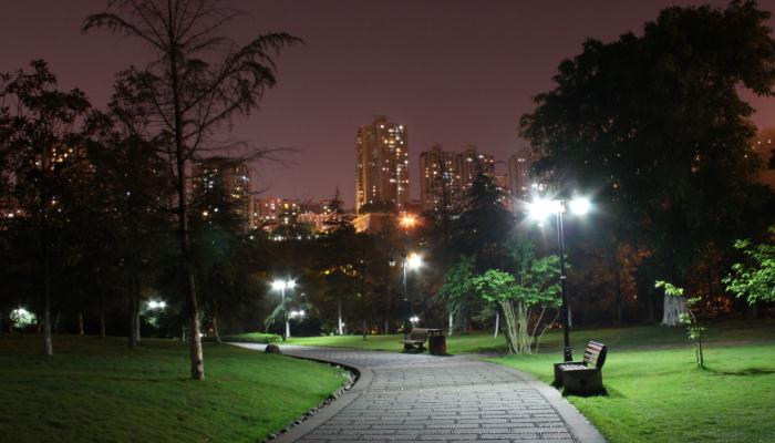 抖阴污视频照明小区步道照明夜景效果图