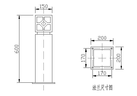 60公分高菱形纹方形草坪灯图纸