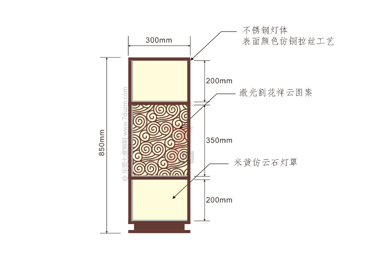 抖阴污视频照明2020新款新中式祥云矮柱柱头灯850mm高尺寸示意图